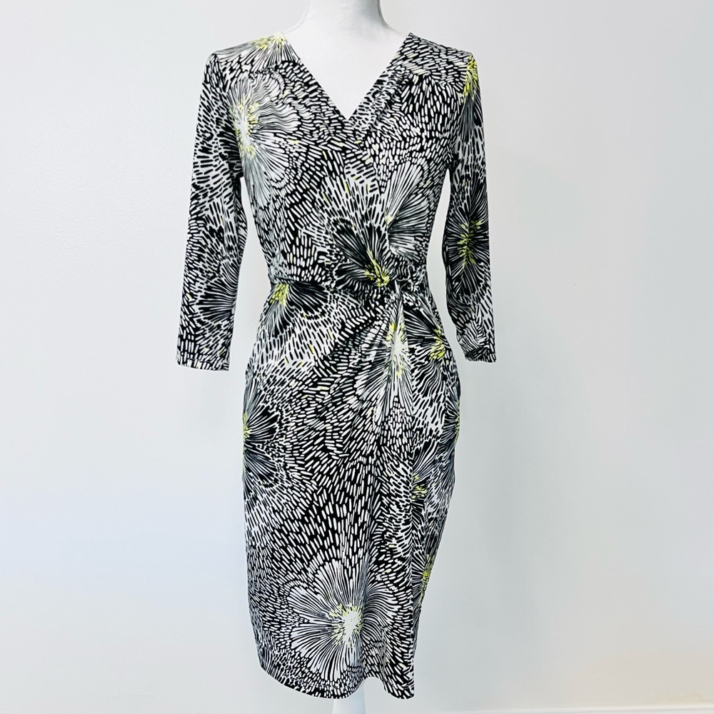 Women’s Career Black/ White Wrap Style 3/4 Sleeve Dress Apt 9 Sz Small Cocktail